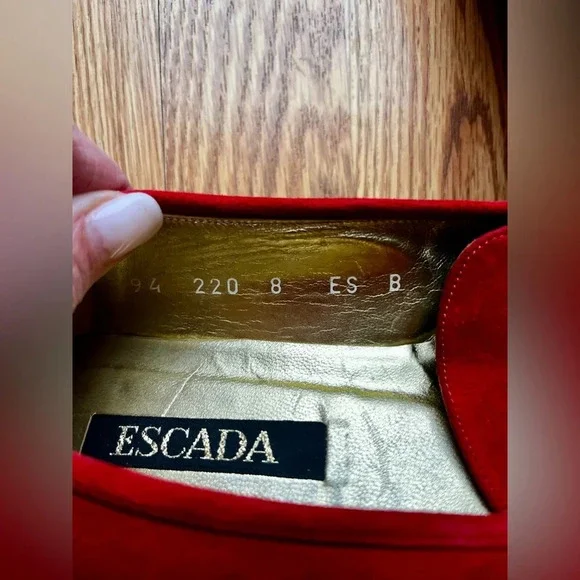 Escada Women's Shoes Suede Red/Orange Loafers Flats Size 8 - VINTAGE - Picture 9 of 9